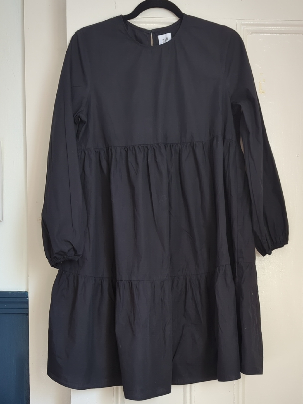 Gap Maternity Dress Ruffle Bubble 3/4 Sleeve Chic Cotton Dress